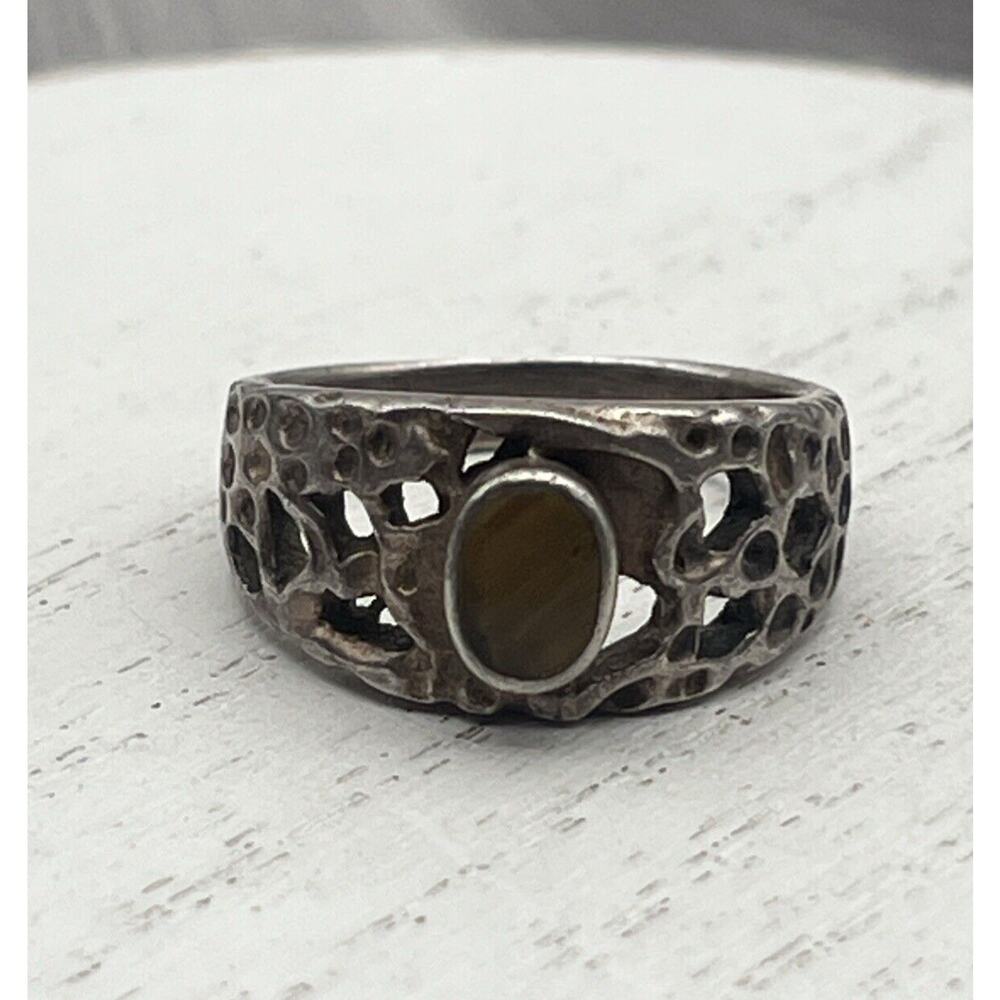 Vintage Sterling Silver 925 Tiger Eye Ring Size 9